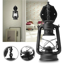 Drillpro - Lanterna rustica vintage retrò antica lampada da parete Applique da esterno E27 (lampada da parete nera, tipo C) características
