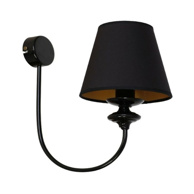 Lampada a Parete Dahlia - Applique - Nero in Metallo, Tessuto, 15 x 26 x 31 cm, 1 x E27, 60W