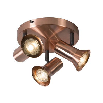 Faretto karin - Moderno - Metallo - Rame - Tondo Max. 3 x Watt - Qazqa