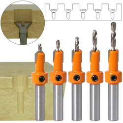 5 pz Punta in metallo duro 8mm Gambo HSS Lavorazione del legno Fresatrice Router Bit Set Vite Estrattore Remon Demolizione per la lavorazione del en oferta