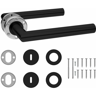 Set Maniglia Porta con Serratura BB in Acciaio Inox Nero - Nero - Youthup