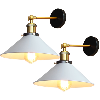 Lampada da Parete in Ferro Metallico da 26cm Lampadario a Sospensione Industriale Applique da Parete Retrò Bianco per Caffè Bar Ristoranti