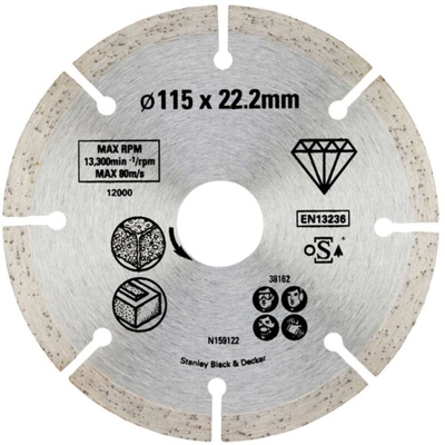 Stanley Black&decker Italia Srl-b&d - Disco diamantato da taglio Ø 11,5 cm