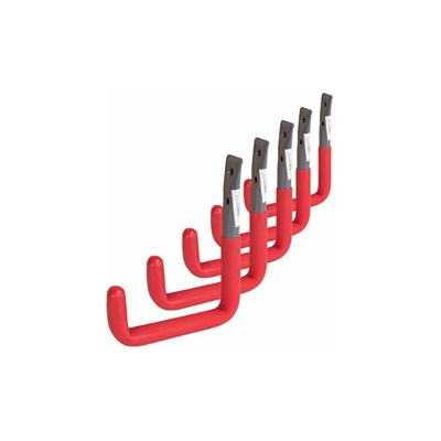 GAH-ALBERTS, 802189, Gancio ricurvo da parete, colore: Grigio, con rivestimento in gomma, colore: Rosso, ?18 mm, 215 x 153 mm / 5 pz.