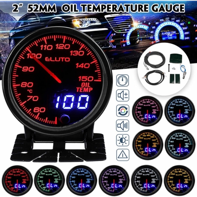 Eluto Doppio display 2 "52mm Indicatore temperatura olio 10 LED e sensore 1/8 NPT