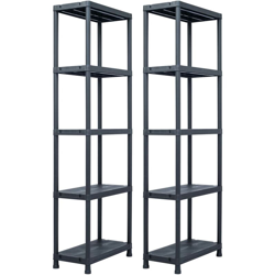 YOUTHUP Scaffali 2 pz 125 kg 60x30x180 cm Nero in Plastica - Nero precio