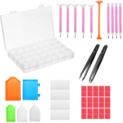 Insma - 66PCS Penna per ricamo con scatola per riporre i kit per punto croce e strumenti per la pittura di diamanti 5d