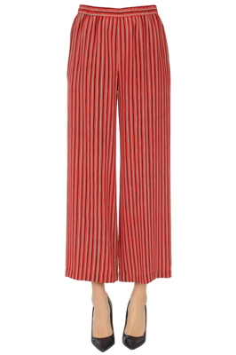 Striped silk trousers