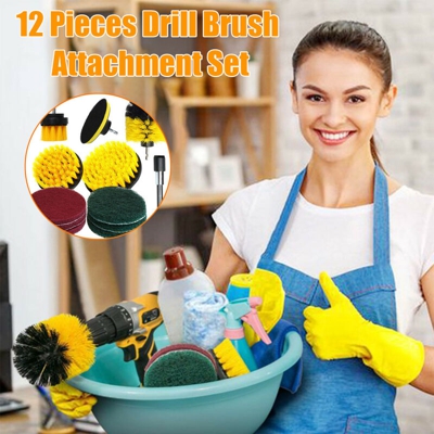 12PCS 2 IN 1 Set di spazzole per trapano e pulizia Set di spazzole per stucco per moquette Pulizia di piastrelle da cucina Superficie del bagno Vasca