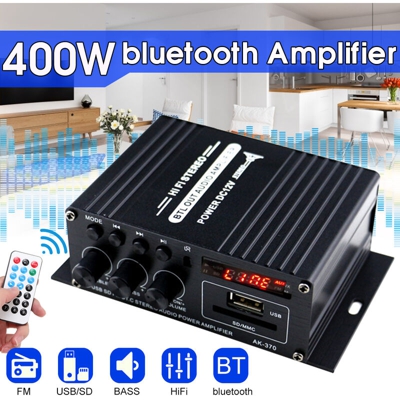 Mini amplificatore da 400 W 2 canali Bluetooth HiFi Stereo FM Radio