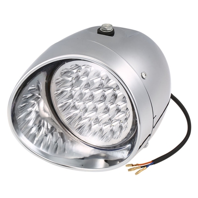 LED Moto Retro Fari obiettivo chiaro fari 12V Capo luci d'argento