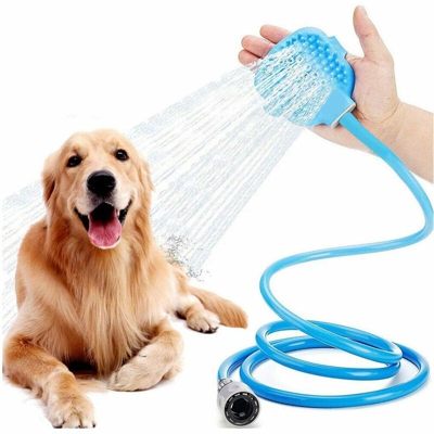 Tubo con doccia per lavaggio cani gatti spazzola peli pulizia animali giardino