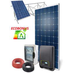 Energy Duegi - Kit impianto fotovoltaico da 3 KW completo di inverter, struttura tetto piano 45°, quadro e accessori precio