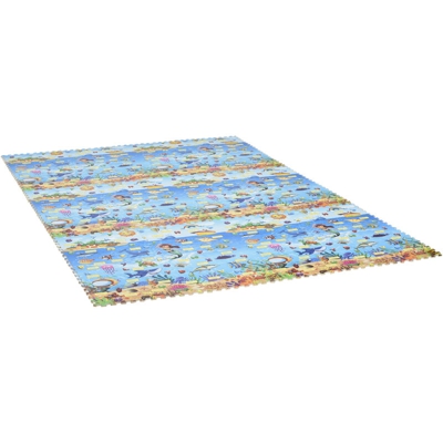 Tappeto Puzzle per Bambini 24 Pezzi in Schiuma EVA Impermeabile con Fondo Antiscivolo, Copertura 9? Multicolore - Homcom