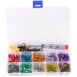 100 fusibili piccoli 2A / 3A / 5A / 7,5A / 10A / 15A / 20A / 25A / 30A / 35A 10 specifiche con penna di prova elettrica con clip gialla Modello: en oferta