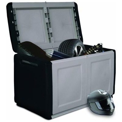 Baule in plastica. Nero / Antracite. Resistente agli urti e al freddo