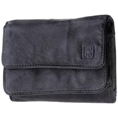 Portafoglio donna in pelle vintage tinto in capo a doppia patta Black Slate