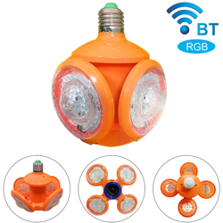Lampadina da calcio pieghevole a LED a 4 foglie RGB con funzione audio Bluetooth E27 AC85-265V Modello: FA-2940R Football UFO RGB + Bluetooth características