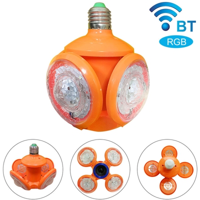 Lampadina da calcio pieghevole a LED a 4 foglie RGB con funzione audio Bluetooth E27 AC85-265V Modello: FA-2940R Football UFO RGB + Bluetooth