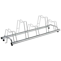 Porta Biciclette A Terra 5 Posti, In Acciaio, Zincato A Freddo, Color Argento, Con Tappi In Pvc Nero, Sistema Posteggio Bici Alto E Basso In Modo Da Non Fare Incastrare I Manubri Tra Di Loro E Permettere La Perfetta Postazione Di 5 Bici. La Curvatura Supe en oferta