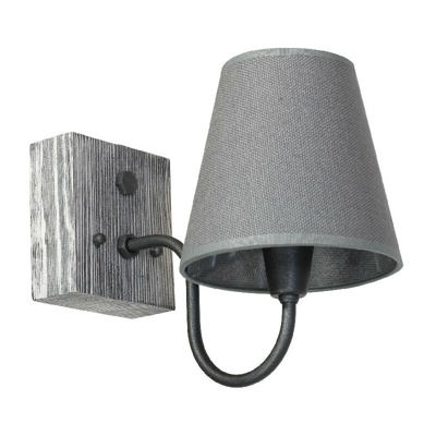 Lampada a Parete Gru - Applique - Grigio in Metallo, Legno, Tessuto, 15 x 27,5 x 22 cm, 1 x E27, 60W