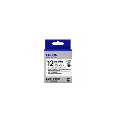 Epson Nastro fondo Trasparente per testo Nero 12/9 LK-4TBN
