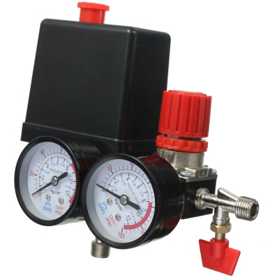 Drillpro - Interruttore di controllo Valvola di regolazione della pressione del compressore d'aria + manometro 180PSI