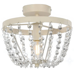 Lampadario con Perle di Cristallo Bianco Rotondo E14 - Bianco - Youthup precio