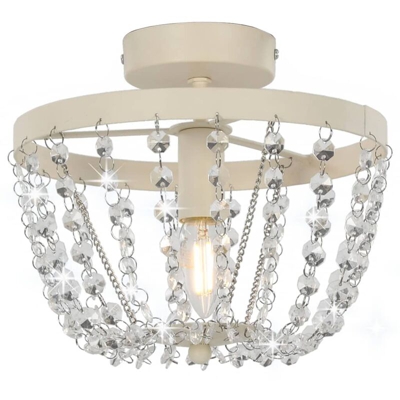 Lampadario con Perle di Cristallo Bianco Rotondo E14 - Bianco - Youthup