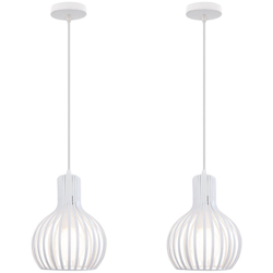 (2X)Lampada a Sospensione Industriale Luce Sospesa Vintage Lampadario Antico E27 Luce Pendente Retrò Bianca per Soggiorno Camera da Letto Del Caffè precio