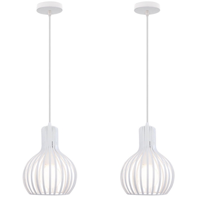 (2X)Lampada a Sospensione Industriale Luce Sospesa Vintage Lampadario Antico E27 Luce Pendente Retrò Bianca per Soggiorno Camera da Letto Del Caffè