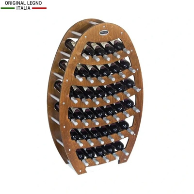 Cantinetta Portabottiglie in Legno Scaffale mobile per Bottiglie vino MADE IN ITALY mod. Botte Noce B.36 L75 x P25 x 120H