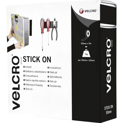 VELCRO® VEL-EC60243 Nastro a strappo da incollare Lato morbido e lato rigido, extra forte (L x L) 5000 mm x 50 mm Nero