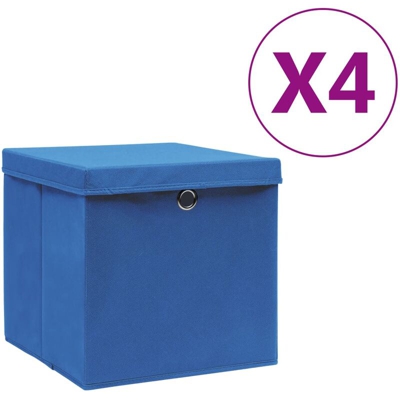 YOUTHUP Contenitori con Coperchio 4 pz 28x28x28 cm Blu - Blu