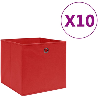 Contenitori 10 pz in Tessuto non Tessuto 28x28x28cm Rosso - Rosso - Youthup