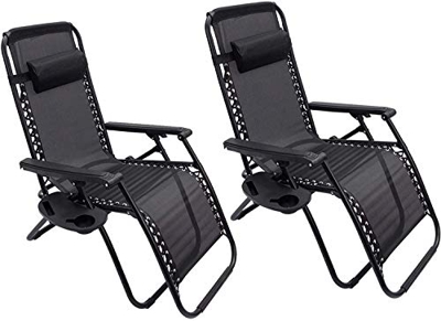 SILUK Zero Gravity, sedie reclinabili da giardino, colore nero, 2 pezzi