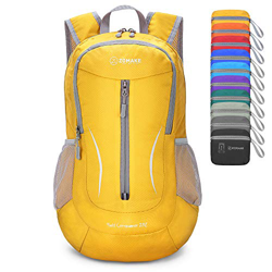 ZOMAKE Zaino Ripiegabile 25L, Piccolo Zaino Leggero Pieghevole, Zainetto Impermeabile per Uomo Donna Hiking Viaggio Trekking Città Sportivo (Giallo) características