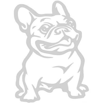 Adesivo per auto per cani bulldog Adesivo per auto riflettente per cani da supereroe bianco