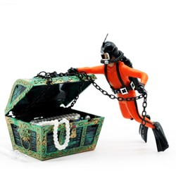 Abbellimento dell'acquario collegato alla decorazione dell'uomo della rana della caccia al tesoro della pompa di aria,arancia - arancia en oferta