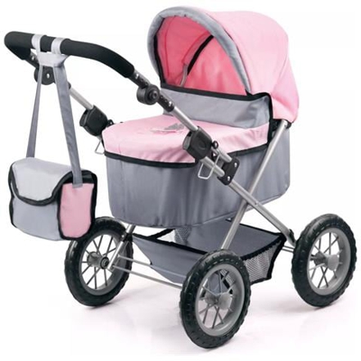 Passeggino Per Bambole Trendy Grigio E Rosa 13008aa