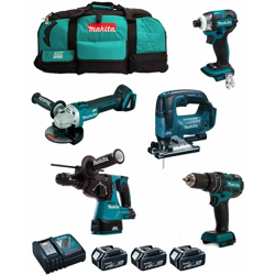 MAKITA Kit MST5T3BL3 18V (DHR243 + DTD148 + DGA504 + DHP480 + DJV182 + 3 x 5,0 Ah + DC18RC + Trolley) características