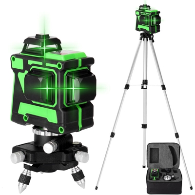 Asupermall - Misuratore di livello laser 3D a 12 linee set misuratore di livello + base rotante + staffa triangolare + alimentatore + custodia per il