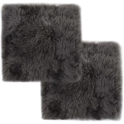 Cuscini Sedie 2 pz Grigio Chiaro 40x40cm Vera Pelle di Montone - Grigio - Youthup