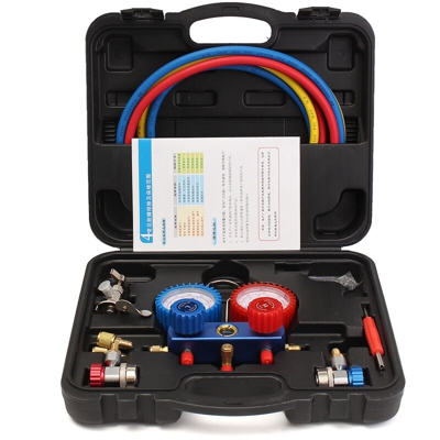 Drillpro - Manometro collettore con 3 tubi per condizionamento d'aria refrigerante per auto R410A R134A