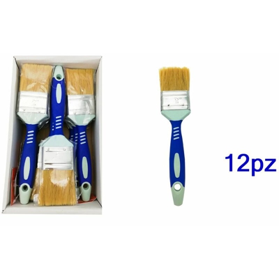 B&s - Pennelli per pittura 2' manico in gomma 12PZ setole sintetiche vernice smalto