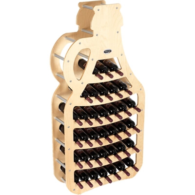 Cantinetta Portabottiglie in Legno Scaffale mobile per Bottiglie vino MADE IN ITALY mod. Fiasco Acero B.36 L75 x P25 x 150H