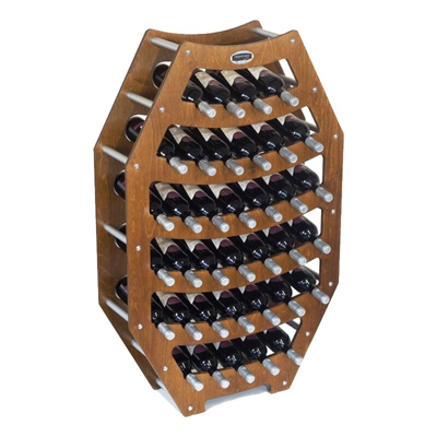 Cantinetta Portabottiglie in Legno Scaffale mobile per Bottiglie vino MADE IN ITALY mod. Ottagono Noce B.36 L75 x P25 x 120H