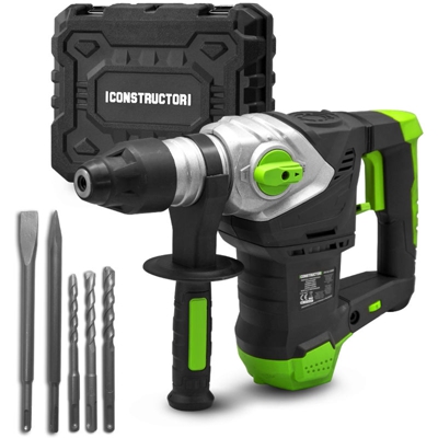 CONSTRUCTOR CRH1502-32AVBM - Martello perforatore demolitore 1500W 6 Joule completo di cinque punte. Garanzia 5 anni