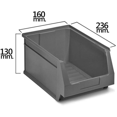 TAYG 21070065 - Contenitore impilabile, colore: grigio, n. 52, 236 x 160 x 130 mm (2/6)