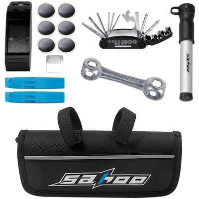 Sahoo - Nuova combinazione di attrezzi per la riparazione di biciclette con borsa per auto 2 combinazioni con chiave per osso